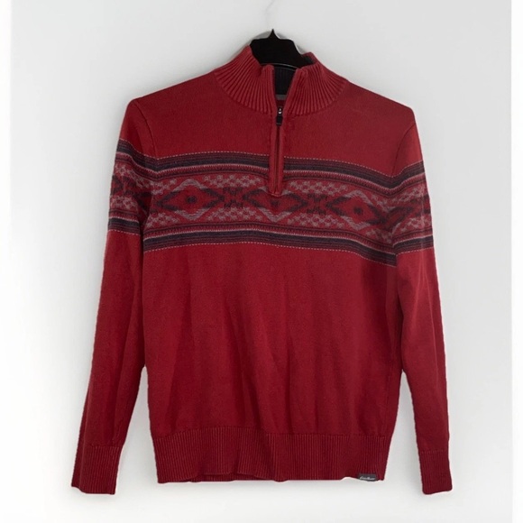 Eddie Bauer Men's Burgundy Zip-Up Sweater - Picture 1 of 7